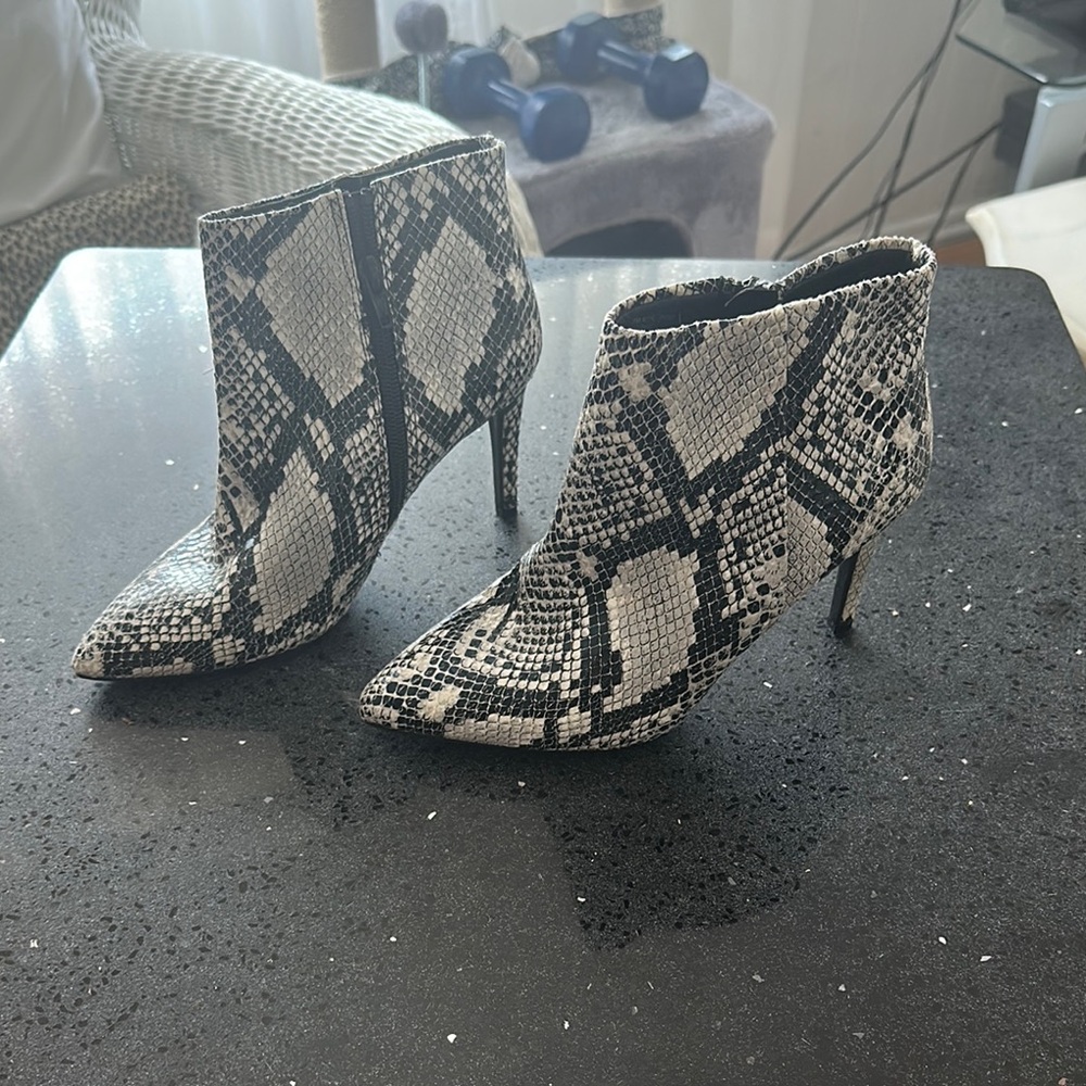 Worthington Black and White Ankle Booties with Stiletto Heel